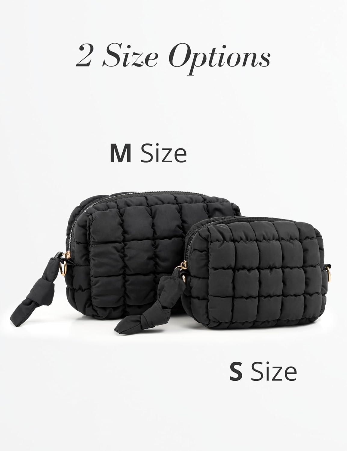 Yarnic Quilted Makeup Bag Cosmetic Bag, Travel Toiletry Bag for Women, Cute Makeup Bag Organizer Puffer Makeup Pouch (M, Khaki)