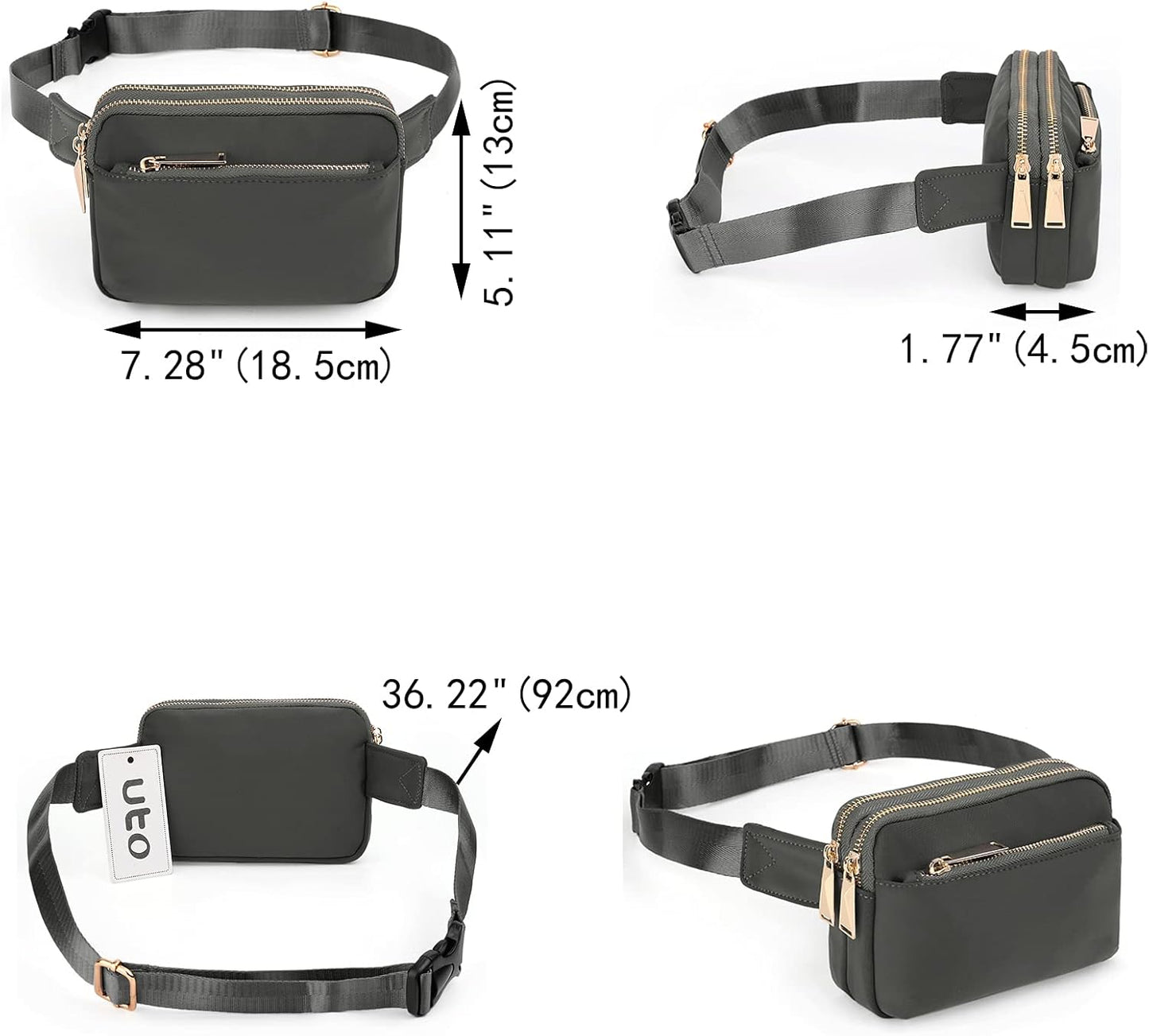 UTO Fanny Pack for Women Crossbody Trendy Fashion Belt Purse Chest Waist Hip Bumbag for Outdoor Shopping Travel Hiking
