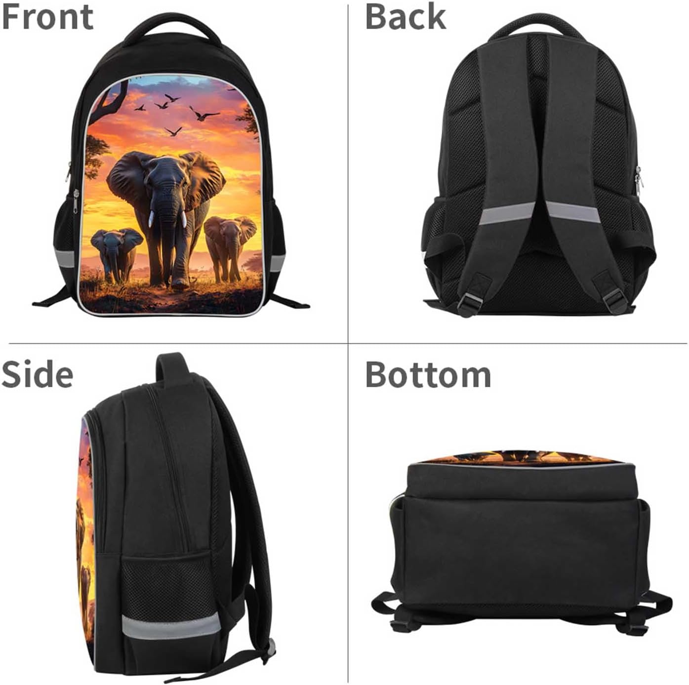 Kids School Backpack for Boys Girls, Children Teens Back Pack for Elementary Primary, Polyester Bookbag, Large Capacity Elephant School Bag, Top Handle, Idea for Unisex-child Age 6+