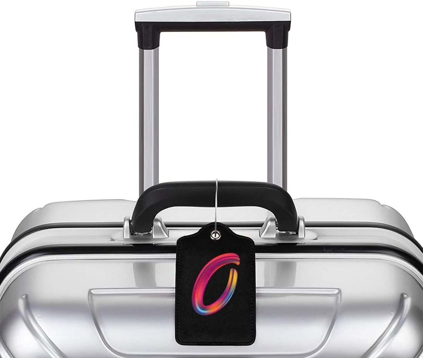 2 Pack Initial Luggage Tags for Suitcase, Colorful Letter Design Cruise Name Bag Tags, Novelty Baggage Identifiers with Full Privacy Cover, Leather ID Label for Women Men Kids Travel, Rainbow Letter O