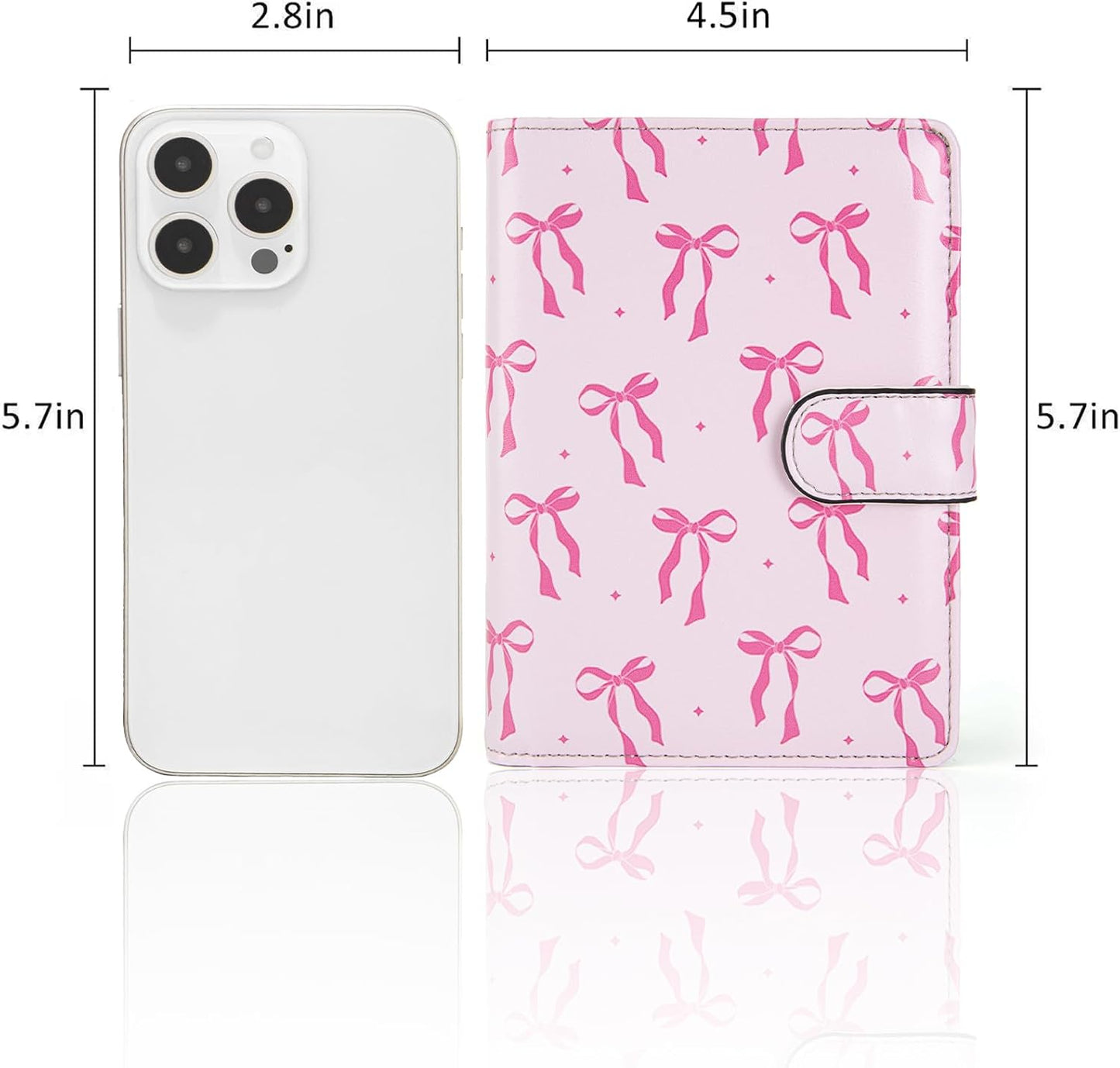 Passport Holder for Travel Essentials, RFID Blocking Passport Wallet Cover with Magnetic Closure, Passport Book Holders for Women and Men (Pink Bow)