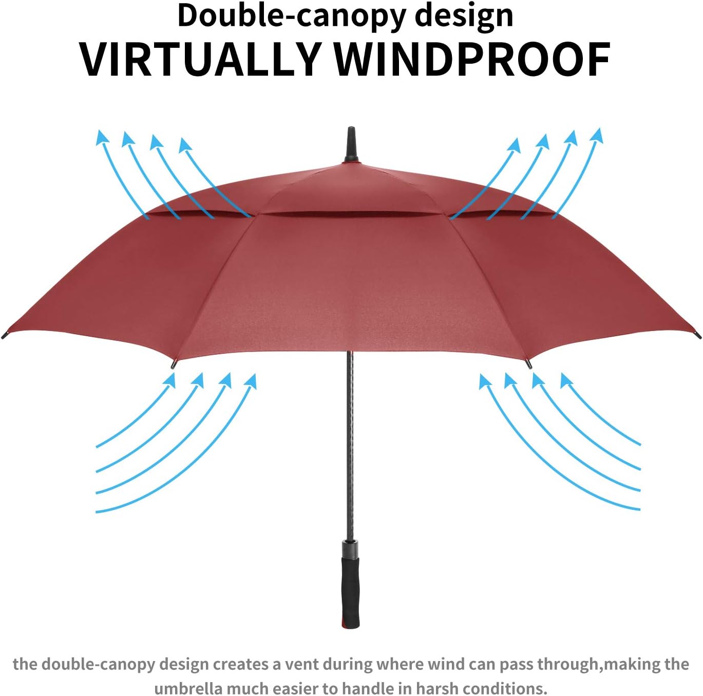 MRTLLOA Extra Large Golf Umbrella, 54/62/68/72 Inch Automatic Open, Oversize Double Canopy Vented