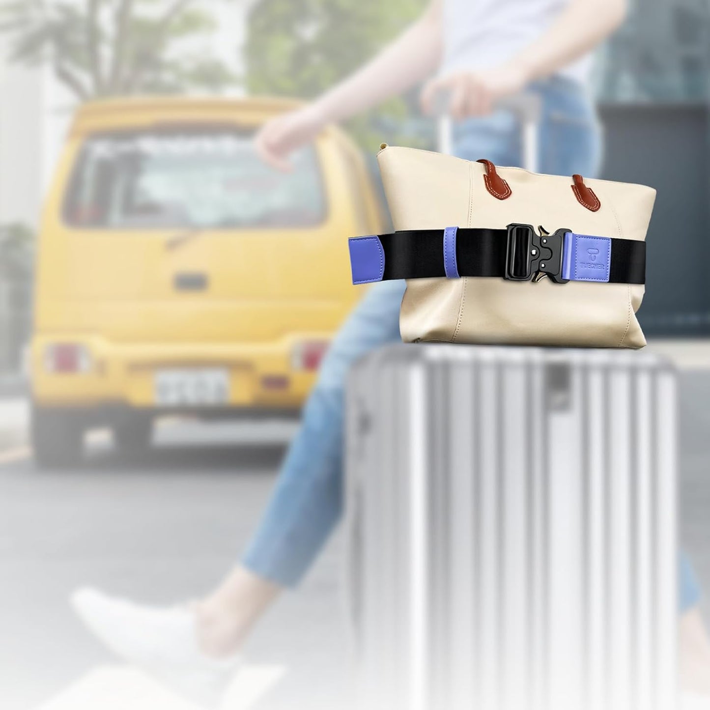 Luggage Straps for Carry On, Vethers Add a Bag Travel Belt, Hands Free Luggage Helper, Adjustable and Stylish Belt with Metal Buckles for Second Bag, Tote, Airport Travel Accessory (Mar)