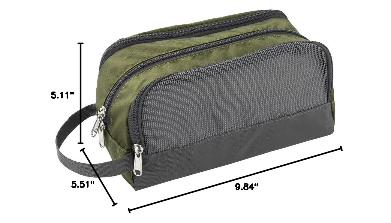 Yeiotsy Boys Toiletry Bag - Kids Travel Dopp Kit with Mesh Pockets, Compact Organizer for Gym, Camping, Hiking (Army Green)
