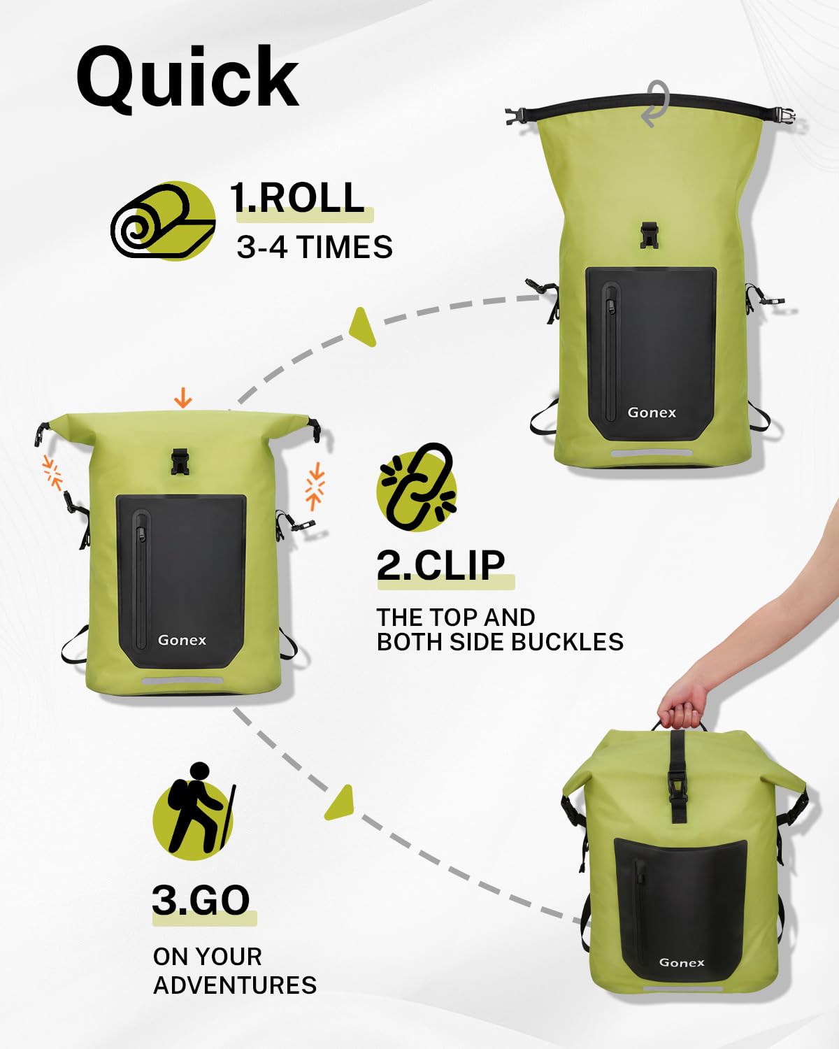 Gonex Waterproof Ultralight TPU Backpack 35L Roll Top Dry Bag, Kayaking