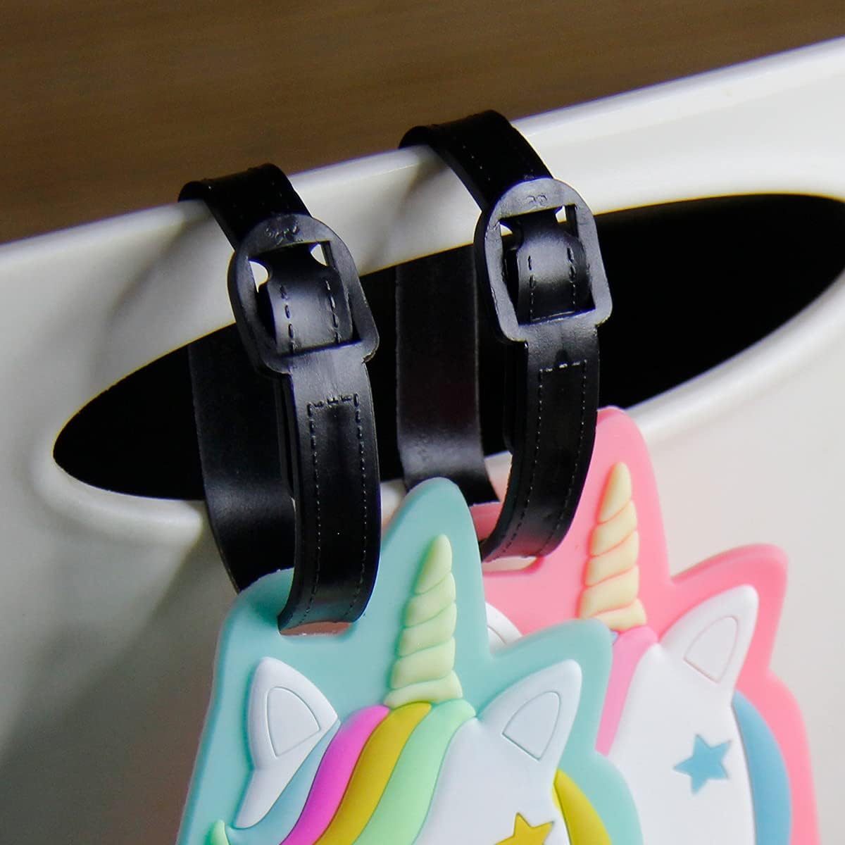 Unihorse Luggage Tags for Suitcases 2-Pack Cute Silicone Luggage Tag with Name ID Card Funny Suitcase Label