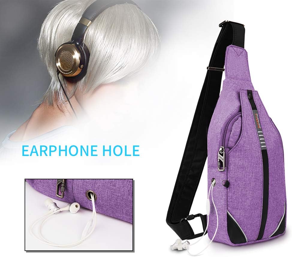 WATERFLY Tiny Crossbody Sling Backpack Anti Theft Backpack for Traveling Chest Shoulder Bag (Purple)