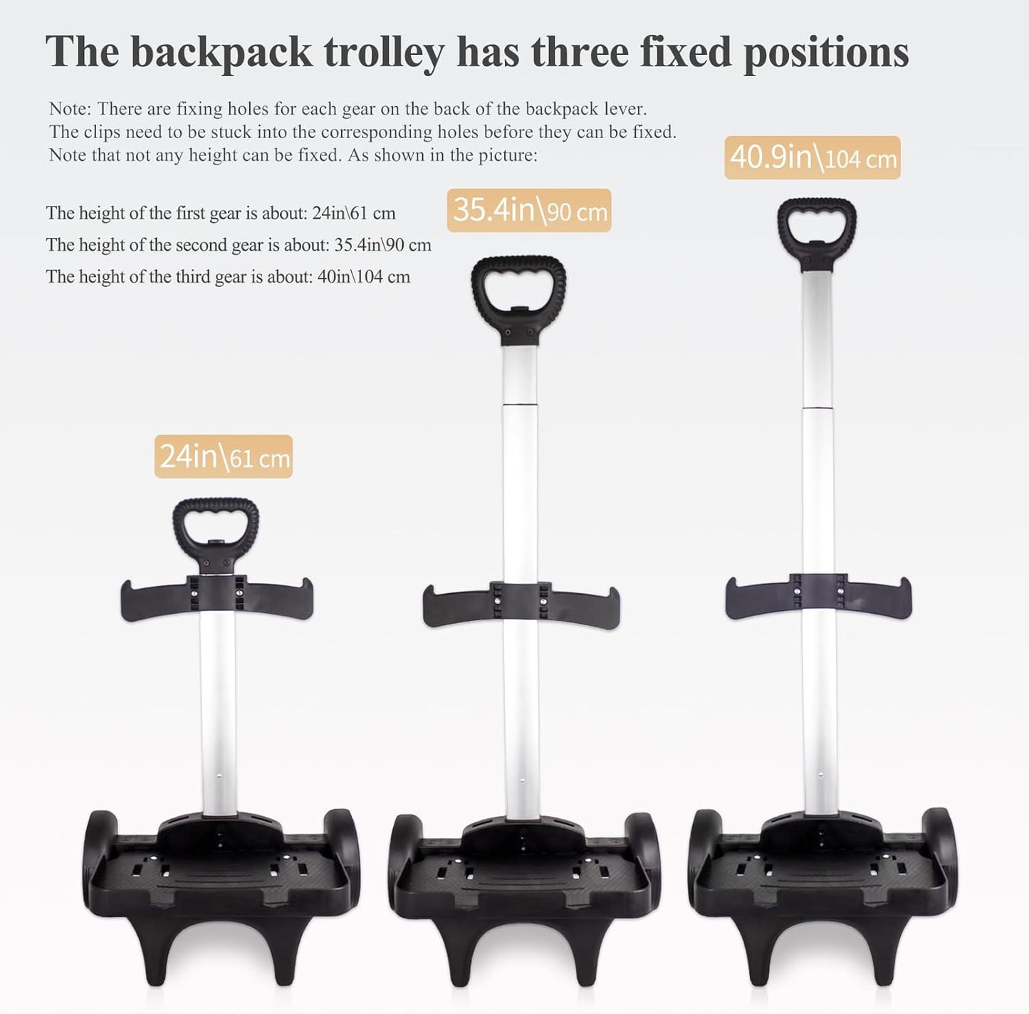Backpack Trolley Wheeled Cart with Edge Guard Base Noiseless Big Wheels Aluminium Alloy Folding Hand Truck with Luggage Strap for Universal Backpacks Luggage cart for Teenagers,Adults,School,Travel