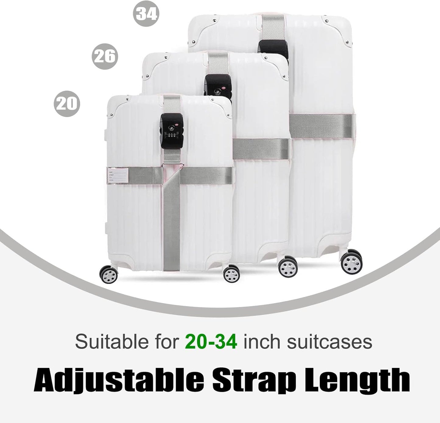 Luggage Straps TAS,Travel Strap with Name tag,Easy to Identify,Luggage Straps TSA Approved with