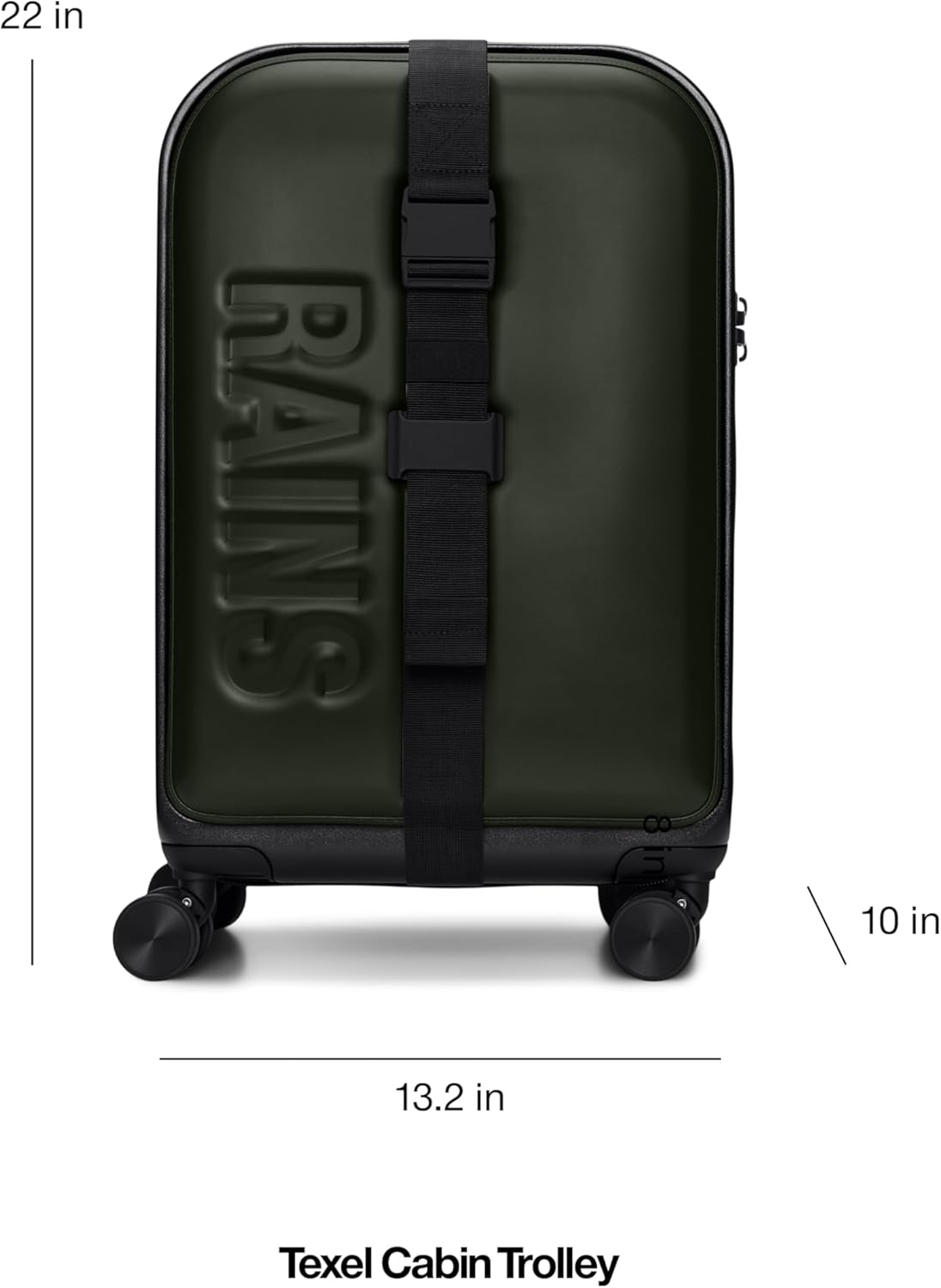RAINS Texel Cabin Trolley, Carry On Suitcase with Spinner Wheels - Waterproof 2 Year Warranty - Lightweight, Durable Travel Luggage