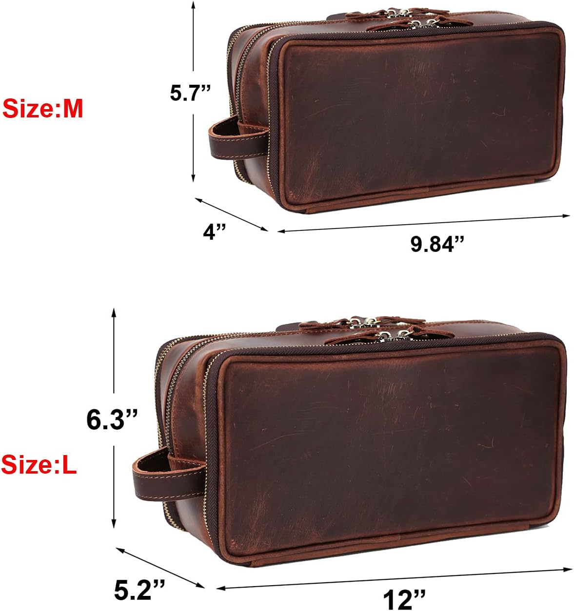 Personalized Leather Toiletry Bag for Men Travel Shaving Dopp Kit-Large Cosmetic Bags Toiletries Bathroom Organizer
