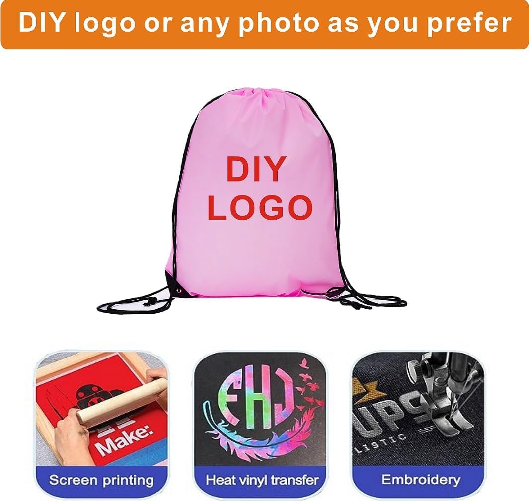 Drawstring Backpack Bulk 24Pcs Draw String Backpack Bags DIY Gym Sports Traveling Yoga Cinch Bag Sackpack Drawstring(pink)