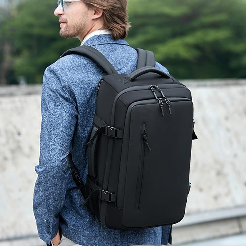 45L Travel Backpack with Built-in Vacuum Seal Backpacks Exapandable Waterproof Air Compression System TSA Lock Carry-On Suitcase Luggage Laptop Bag Black