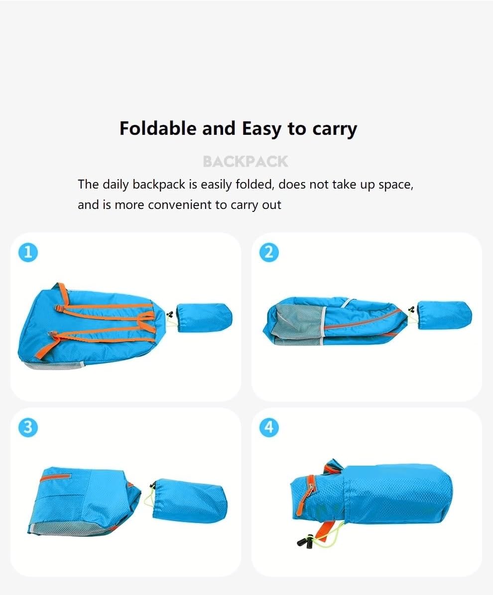 25L Foldable Hiking Backpack Lightweight Packable Basic-Daypack Collapsible Bag Water-Resistant Travel Men Women Camping Cycling Outdoor (Blue)