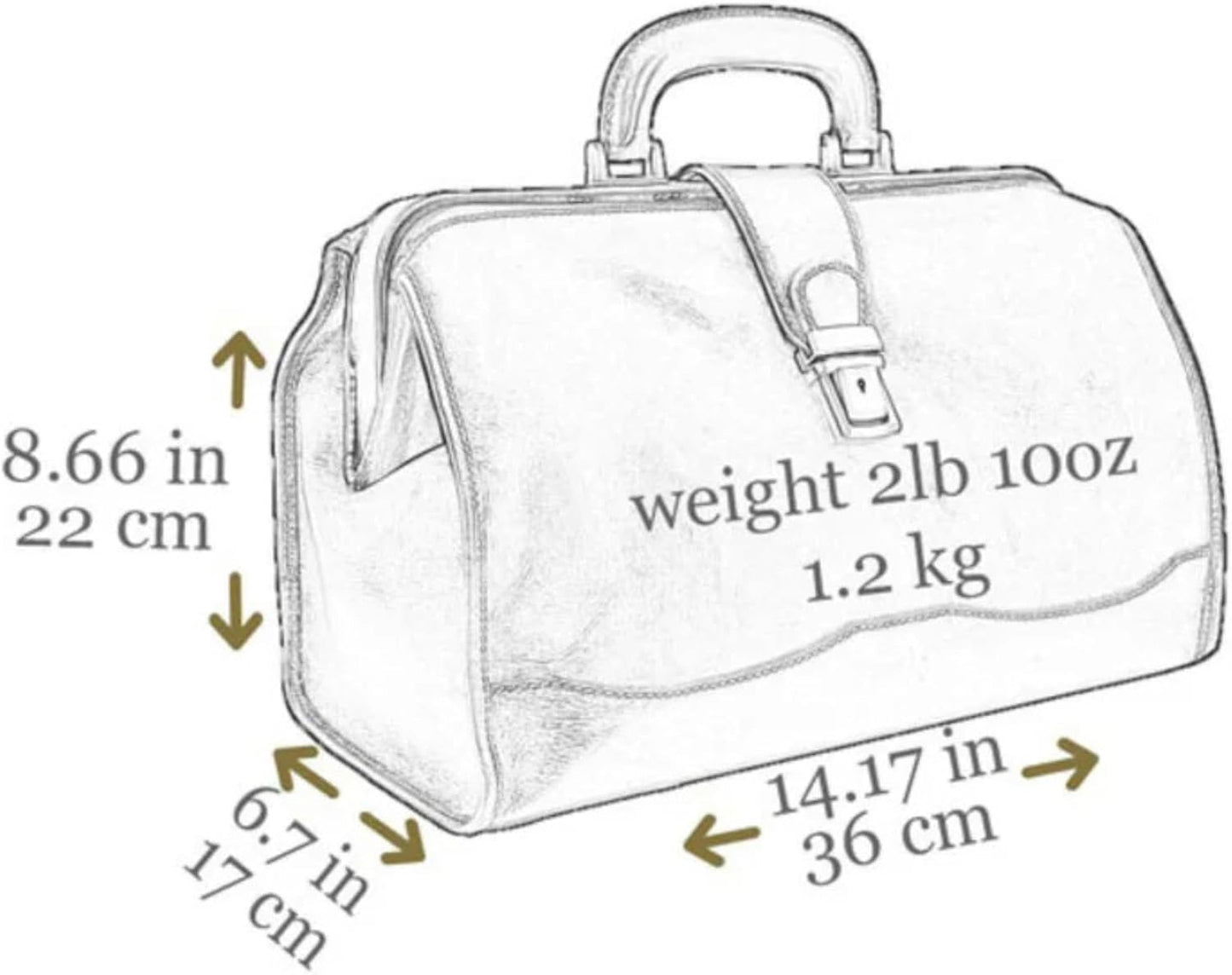 Time Resistance Leather Doctor Bag - Italian Handmade Medical Bag - Vintage Style Handbag - Real Leather Briefcase