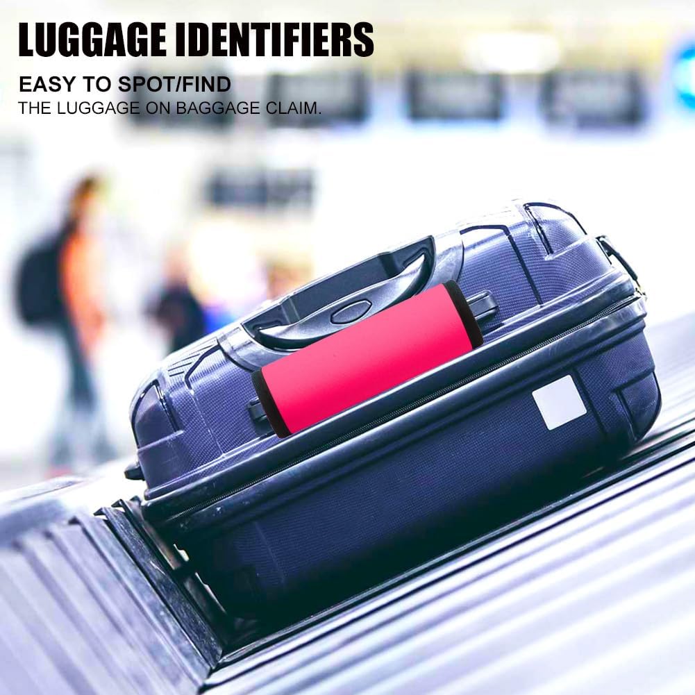 Luggage Handle Wrap 6 Pack-Neoprene Luggage Handle Wraps For Suitcase/Beach Bag/Backpacks Bright Suitcase Identifiers Travel Accessories For Airplane (Neon Pink)