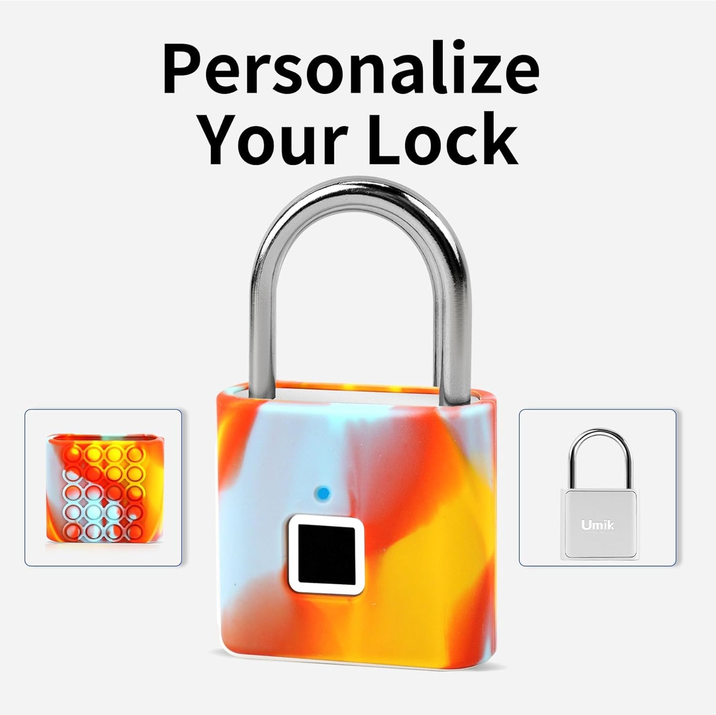 UMIKSMART Biometric Smart Lock, Keyless Fingerprint Padlock with USB Charging, Smart Lock Gift for Students, Gym Lockers, School Lockers, Luggage, Storage Boxes, Fences, Backpacks, Cabinets