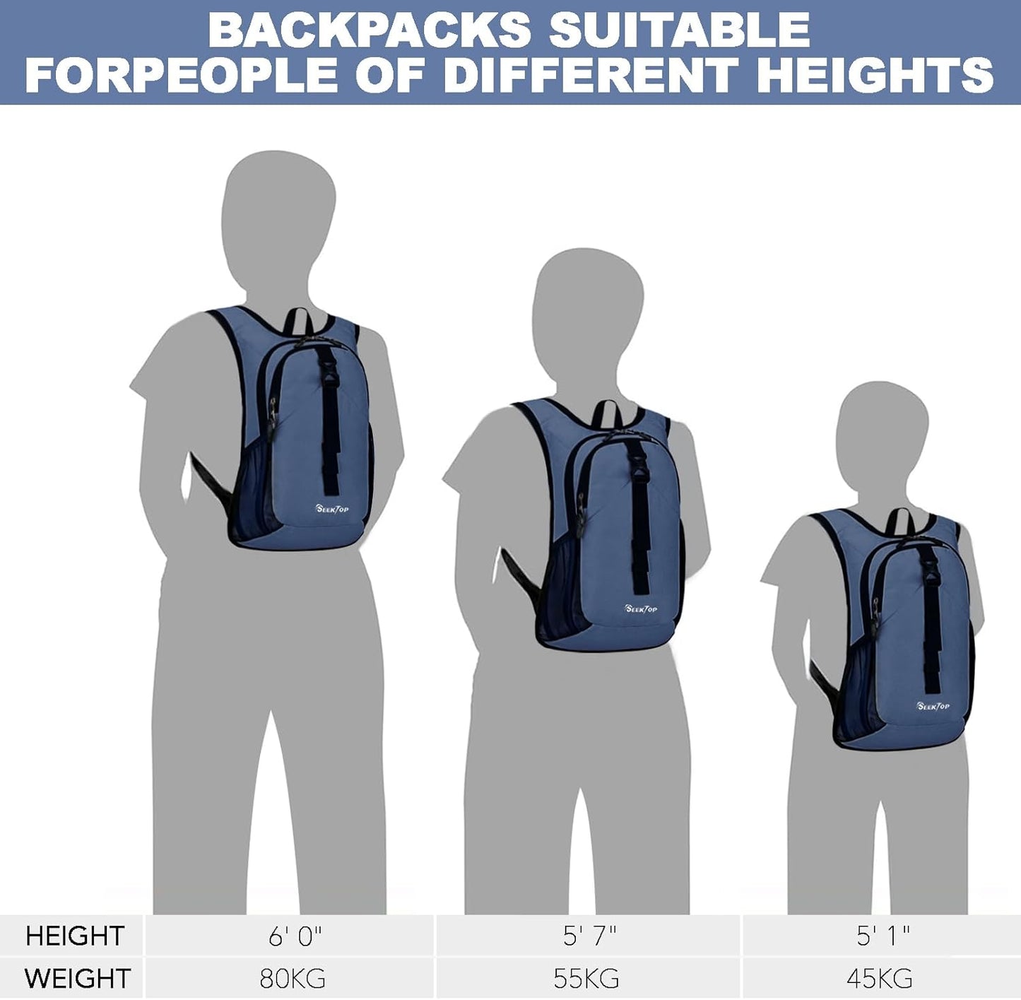 Seektop 15L Small Hiking Backpack for Women Men, Lightweight Hiking Packable Daypack with Phone
