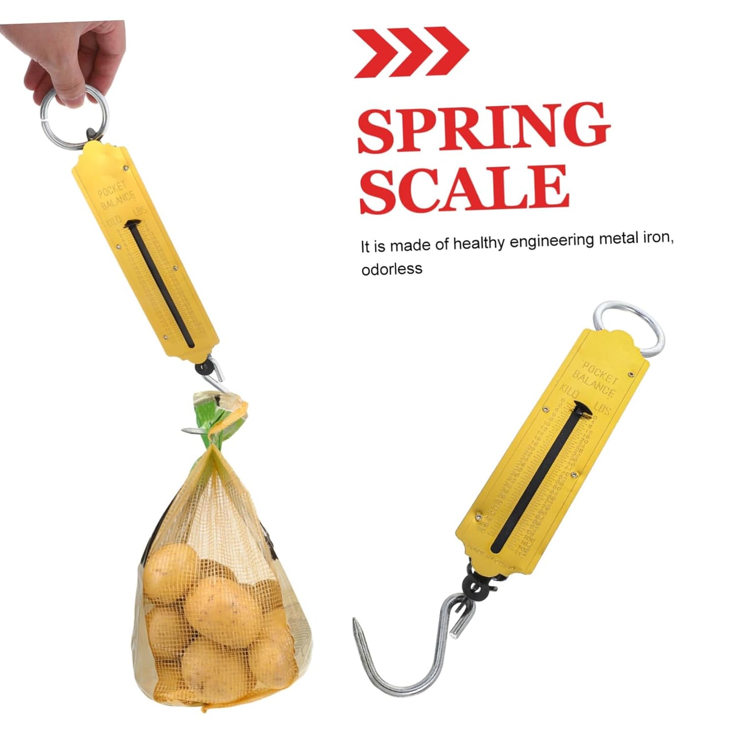 Mikinona 2pcs Mechanical Hanging Scale with Spring Balance 50kg/110lb Multi-Purpose Hand Scale for Farming Travel and Kitchen Use Sleek Appearance