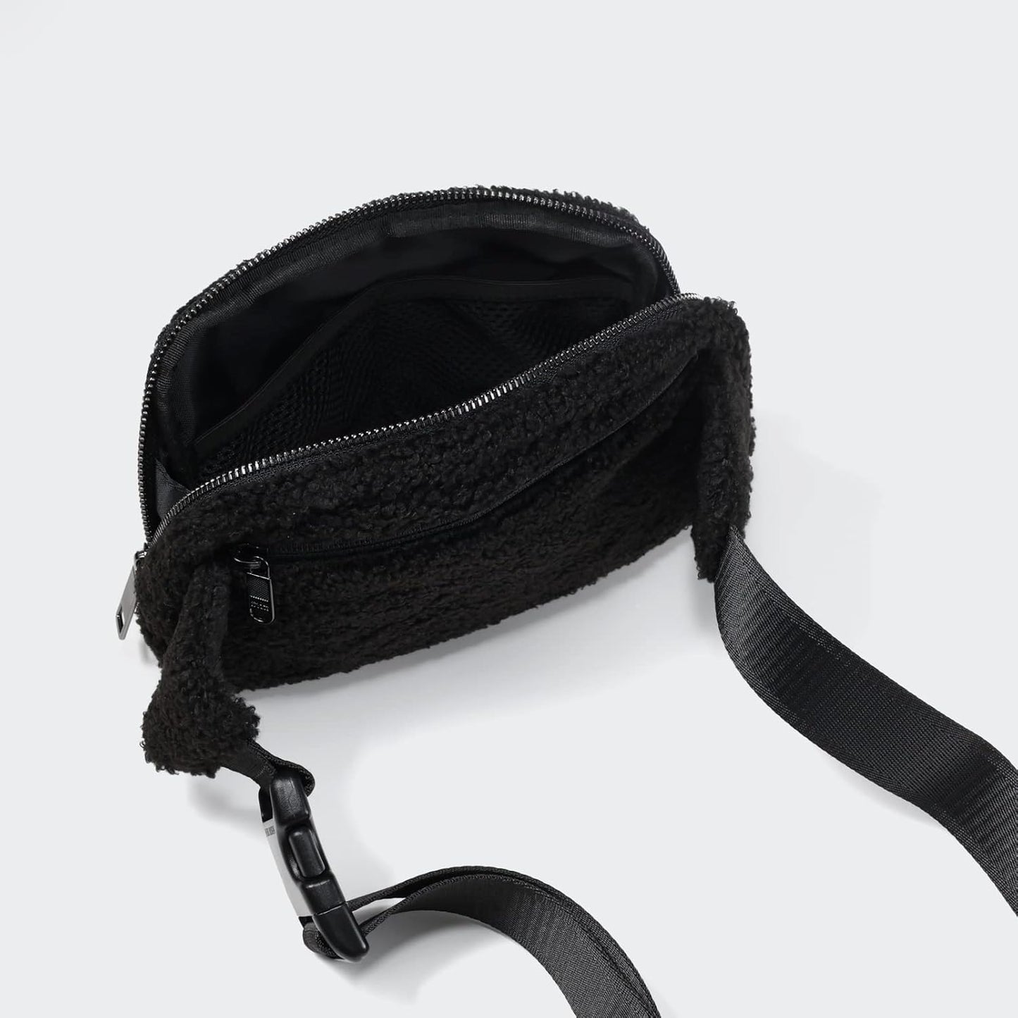 Pander Large 2L Fanny pack Everywhere Fleece Belt Bag for Women and Men with Adjustable strap Belt. (Black)
