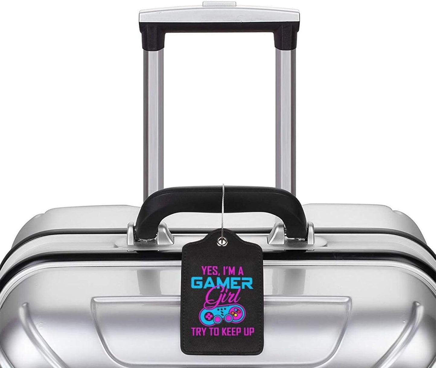 2 Pack Luggage Tags for Suitcase, Privacy Cover ID Label with Stainless Steel and Address Card for Travel Bag Backpack Cruise Ship Essentials Tag Girls Teens - I'm a Gamer Girl