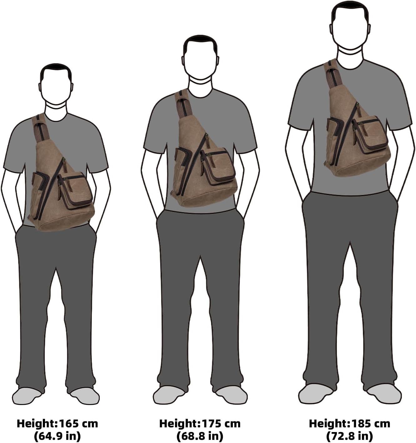 KL928 Canvas Sling Bag - Casual Crossbody Shoulder Daypack Rucksack Backpack for Men Women, Brown