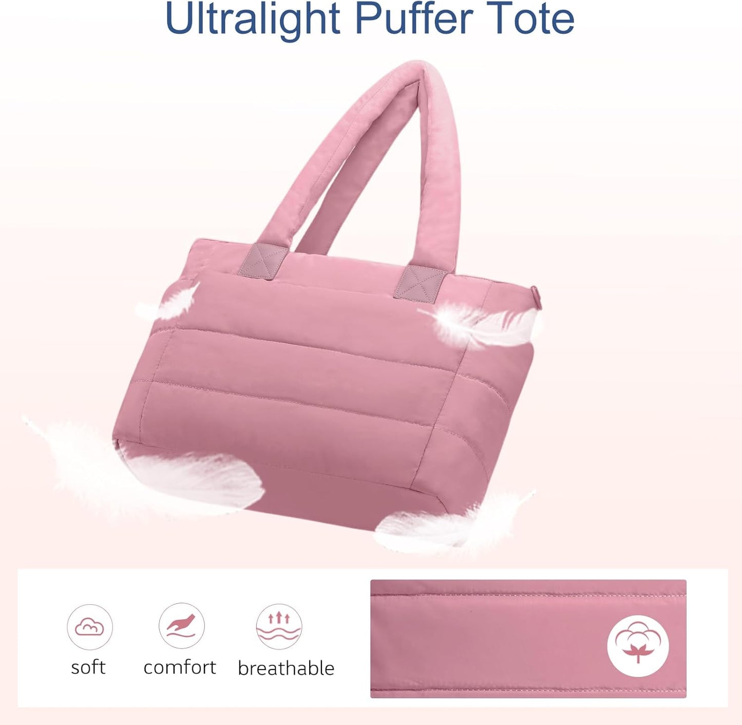 Tote Bag for Women Puffer Tote Bag Large Nurse Bags Shoulder Handbag with Zipper for Work Travel