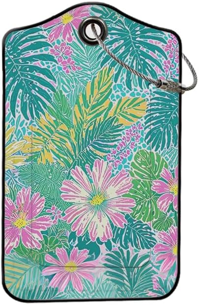 2 Pcs Luggage Tags for Suitcases PU Leather Cruise Ship Luggage Tags with Privacy Cover Label Address Card and Durable Metal Ring Suitable for Men Women Handbags Backpacks (Green Pink Yellow)