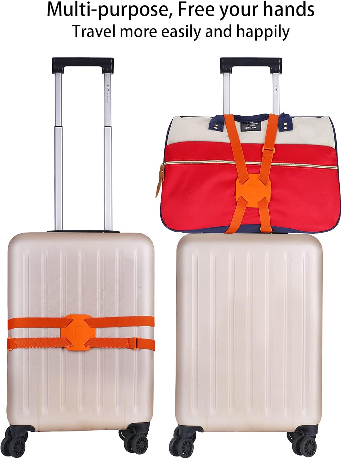 GUANJUNX Luggage Straps Bag Bungees for Add a Bag Easy to Travel Suitcase Elastic Strap Belt Long Orange L Orange Gb-0021