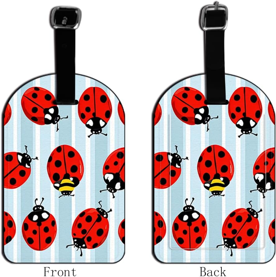 Luggage Suitcase Carry-on ID Tag Ladybugs-Red Black Travel ID Label Leather Baggage Airplane Label - 1 pack