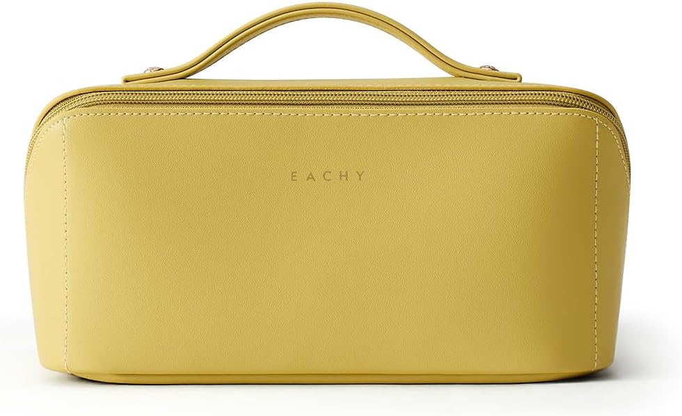 EACHY Travel Makeup Bag,Large Capacity Cosmetic Bags for Women,Waterproof Portable Pouch Open Flat Toiletry Bag Pattern Makeup Bag