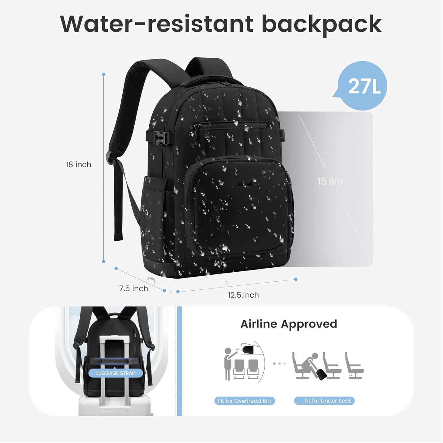 LOVEVOOK Laptop Backpack for Women with Pouch Pocket for Large Capacity Cup,15.6 Inch Lightweight Puffer Computer Laptop Bag Quilted Travel Backpack Purse for Work College Teacher Personal Item,Khaki