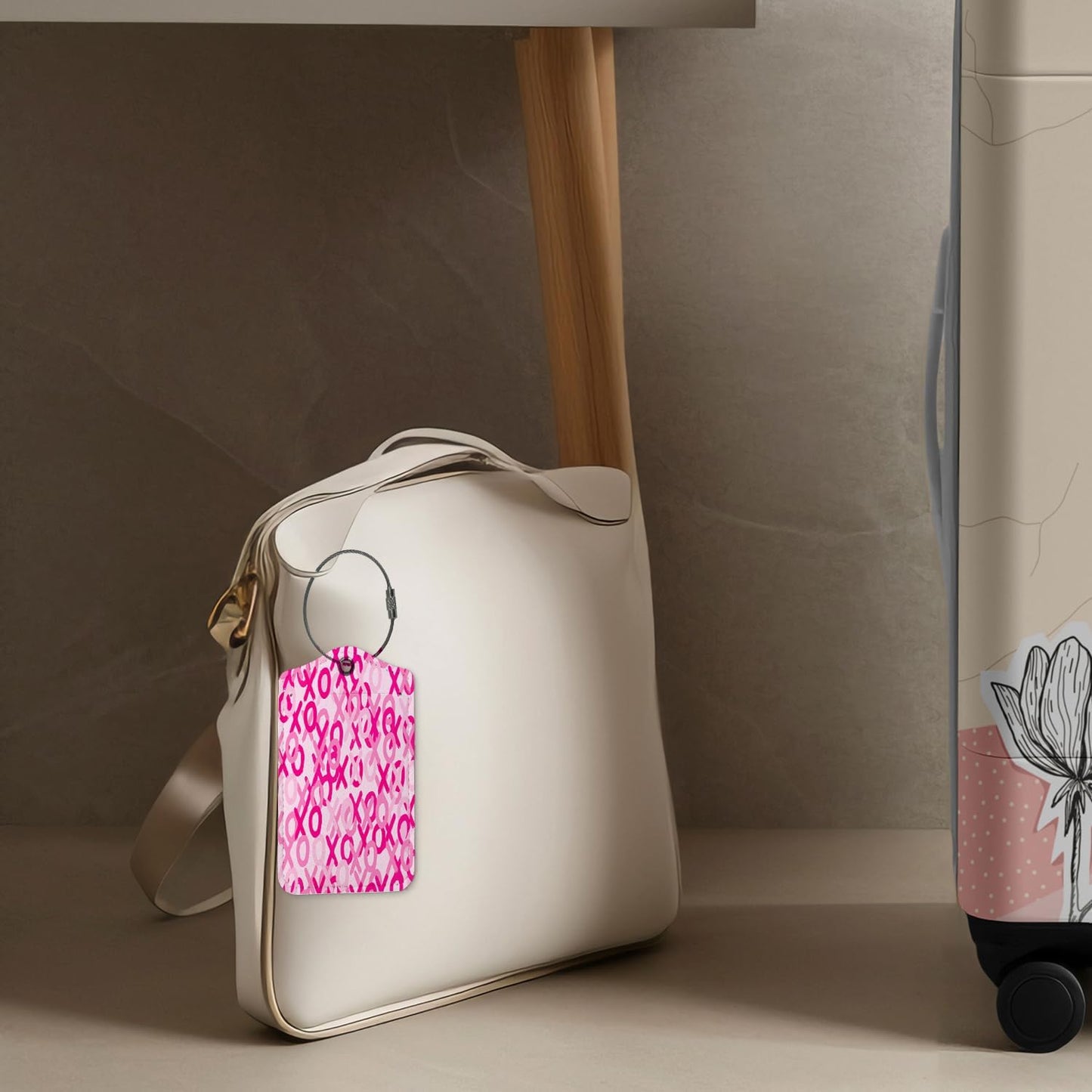 Pink Luggage Tags for Suitcases,Preppy 2 Pack Travel Suitcase Tags,Trendy XOXO Traveling Accessories,Baggage Tag Label with Steel Loop,Boyfriend Girlfriend Gifts,Couple Gifts