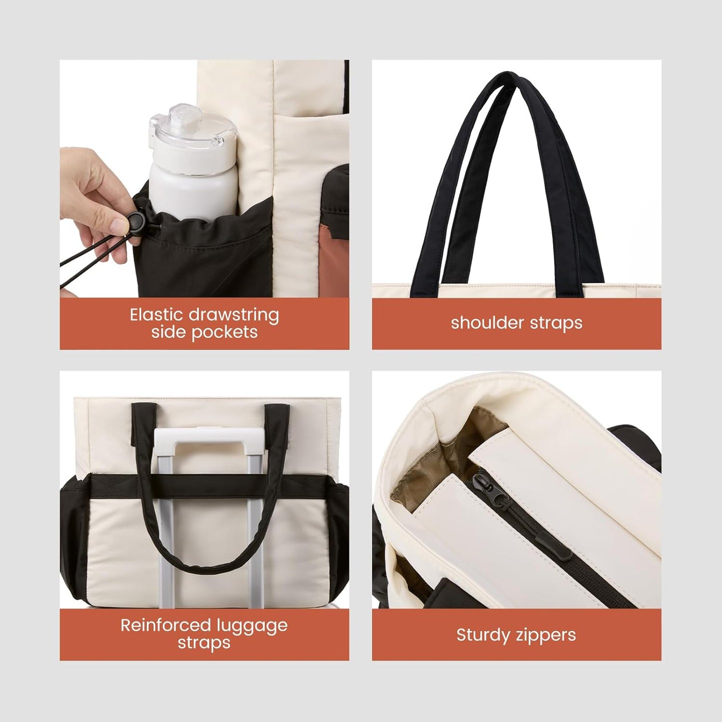 LOVEVOOK Tote Bag for Women, Puffer Work Tote with Zipper, Compartments, Travel Handbag for Nurse, Teacher, Daily Use, Gym