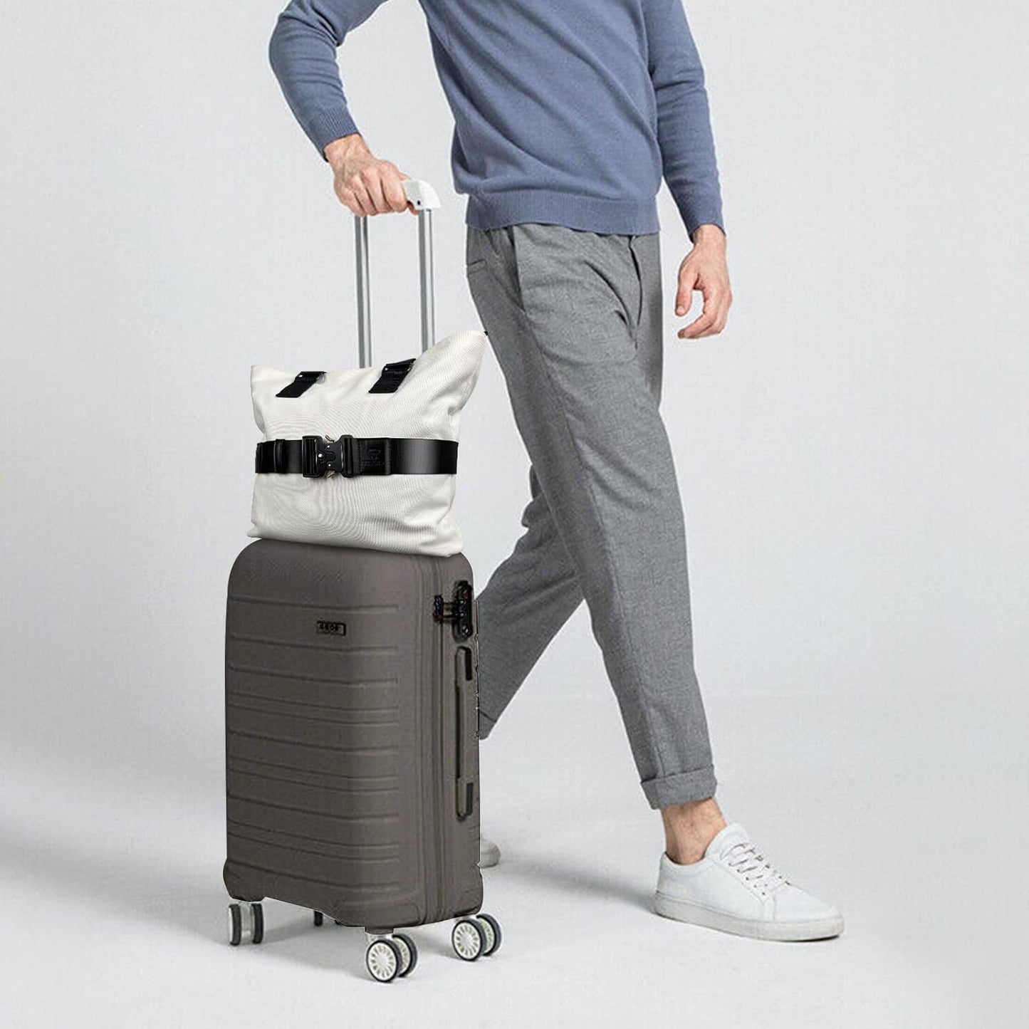 Luggage Straps for Carry On, Vethers Add a Bag Travel Belt, Hands Free Luggage Helper, Adjustable and Stylish Belt with Metal Buckles for Second Bag, Tote, Airport Travel Accessory (Jet)