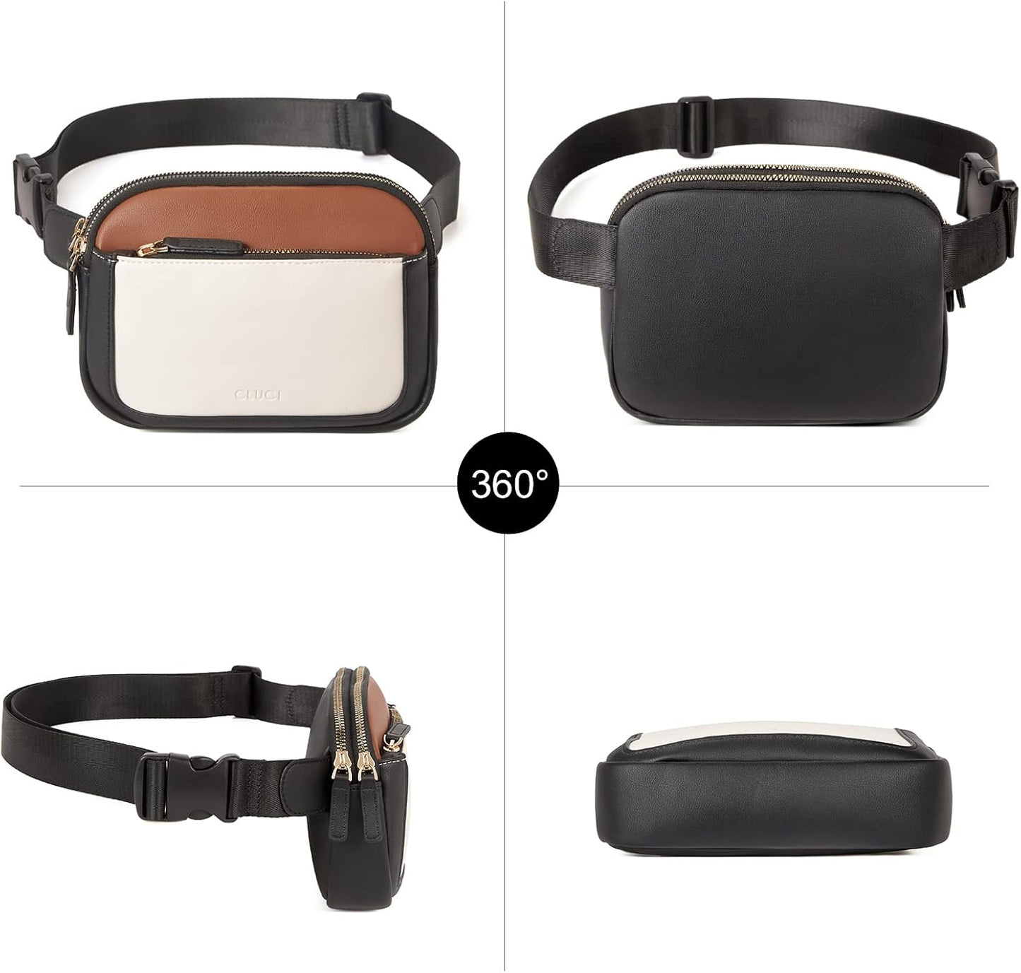 CLUCI Belt Bag for Women, Mini Everywhere Crossbody Waist Bag Adjustable Strap, Vegan Leather Women's Fanny Pack