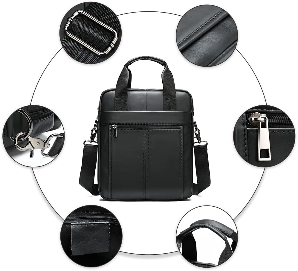 LUKZIJAES Genuine Leather Shoulder Messenger Bag for Men Adjustable Shoulders Sling Crossbody Bags