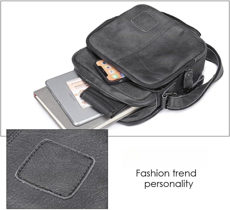 Genuine Leather Shoulder Bag for Men Crossbody Sling Bag Adjustable Small Messenger Purse Travel Work Business bag