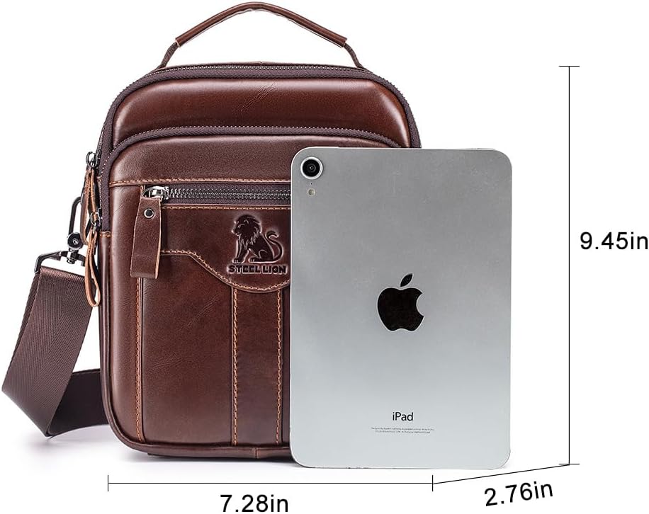 Premium Leather Men's Crossbody -Organized Storage & Durable,Stylish for Daily Carry