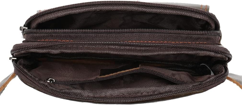 Hebetag Leather Fanny Pack Waist Bag for Men Women Travel Hiking Running Hip Bum Belt Vintage Retro Pouch Cell Phone Purse Wallet (Brown)