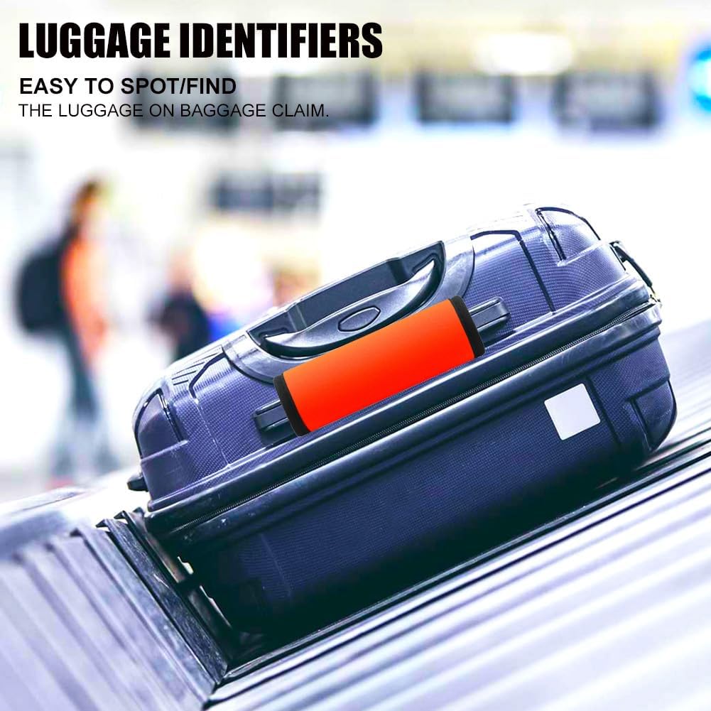Luggage Handle Wrap 6 Pack-Neoprene Luggage Handle Wraps for Suitcase/Beach Bag/Backpacks Bright Suitcase Identifiers Travel Accessories for Airplane (Neon Orange)