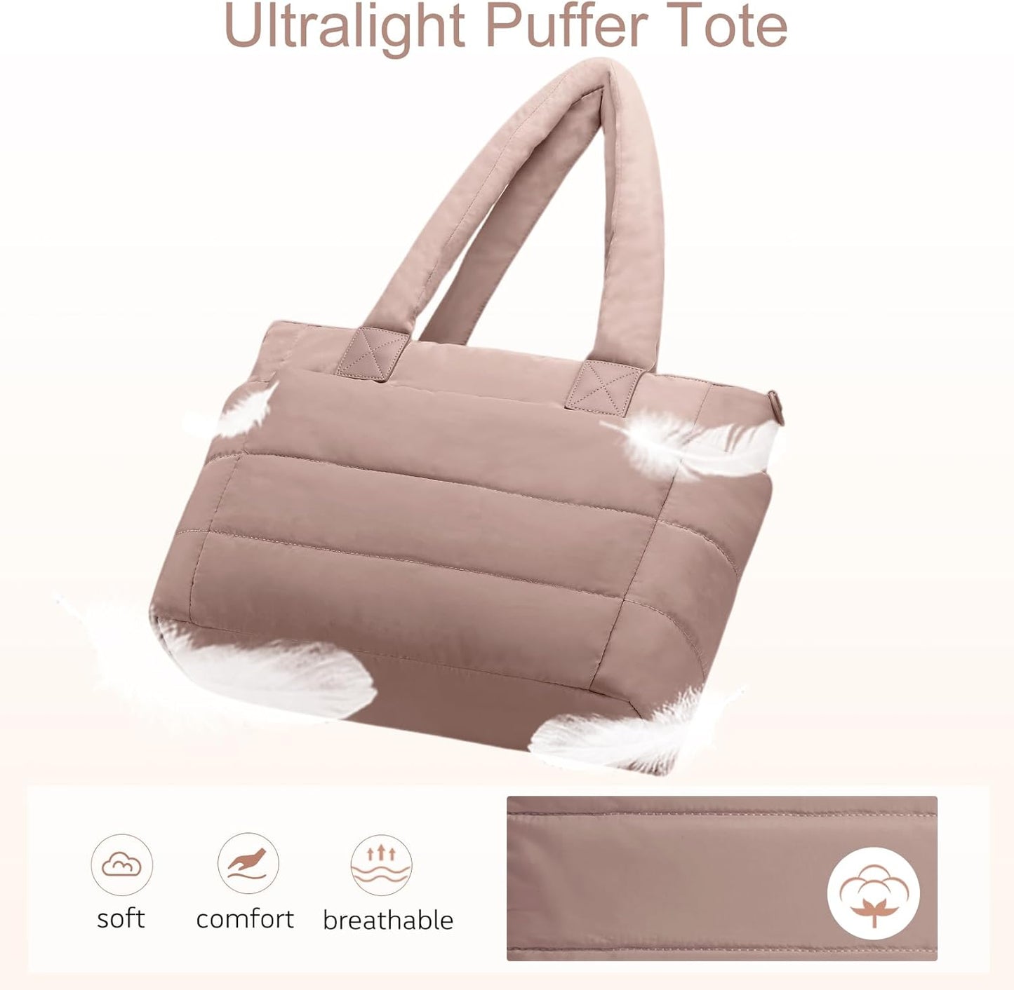 Tote Bag for Women Puffer Tote Bag Large Nurse Bags Shoulder Handbag with Zipper for Work Travel