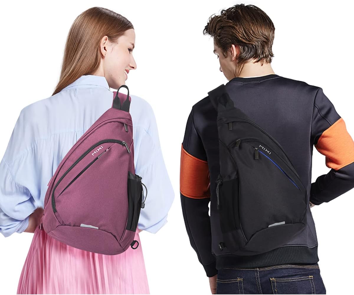 mixi Sling Bag Men Backpack Unisex One Shoulder Bag Hiking Travel Backpack Crossbody with USB Port
