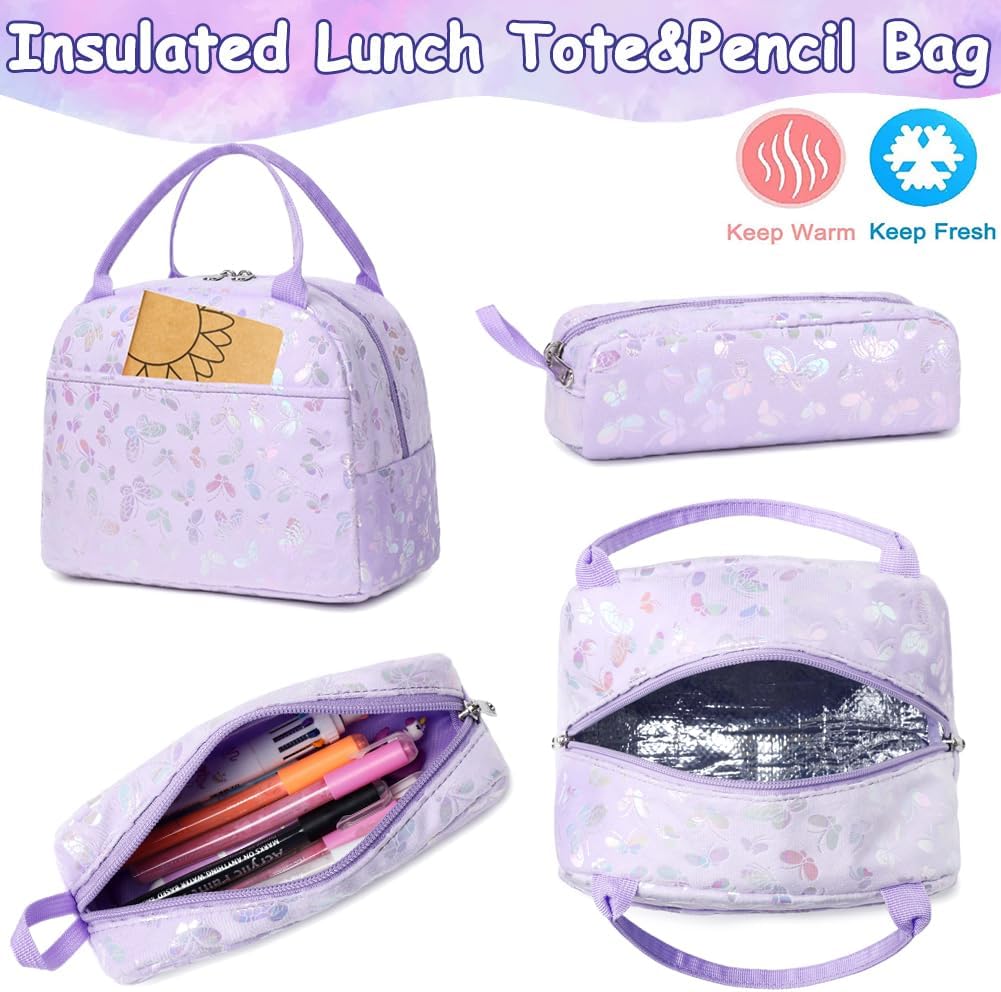 Meisohua Girls Backpack with Lunch Box 3 in 1 Set Kids Backpack for Girls Preschool Kindergarten Elementary School Backpack