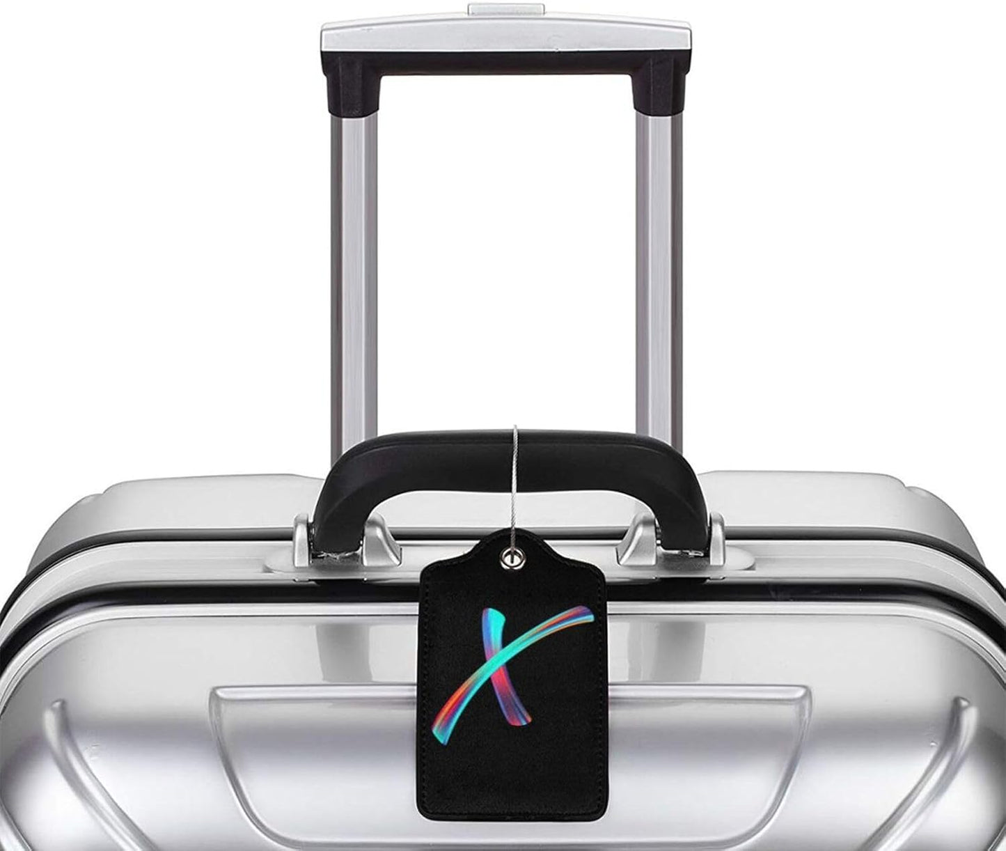 2 Pack Initial Luggage Tags for Suitcase, Colorful Letter Design Cruise Name Bag Tags, Novelty Baggage Identifiers with Full Privacy Cover, Leather ID Label for Women Men Kids Travel, Rainbow Letter X