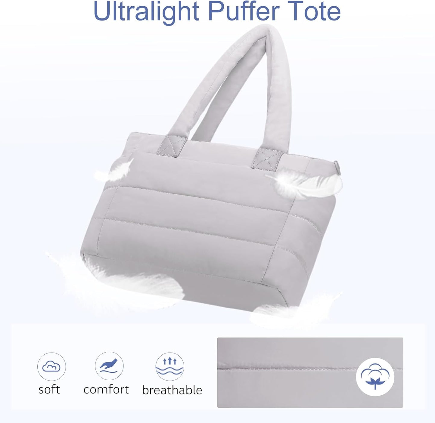 Tote Bag for Women Puffer Tote Bag Large Nurse Bags Shoulder Handbag with Zipper for Work Travel