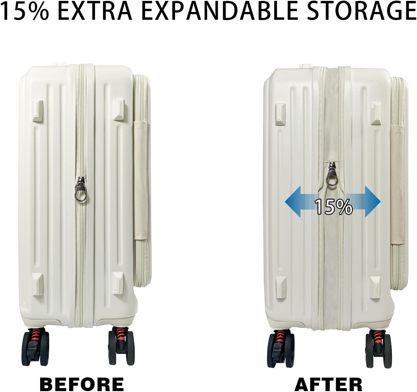 Carry on Luggage 22x14x9 Airline Approved, Hard Shell Carry on Suitcases with Wheels, Top-open Design Luggage with Spinner wheels, Expandable Suitcase with YKK zipper, Lightweight and Durable.