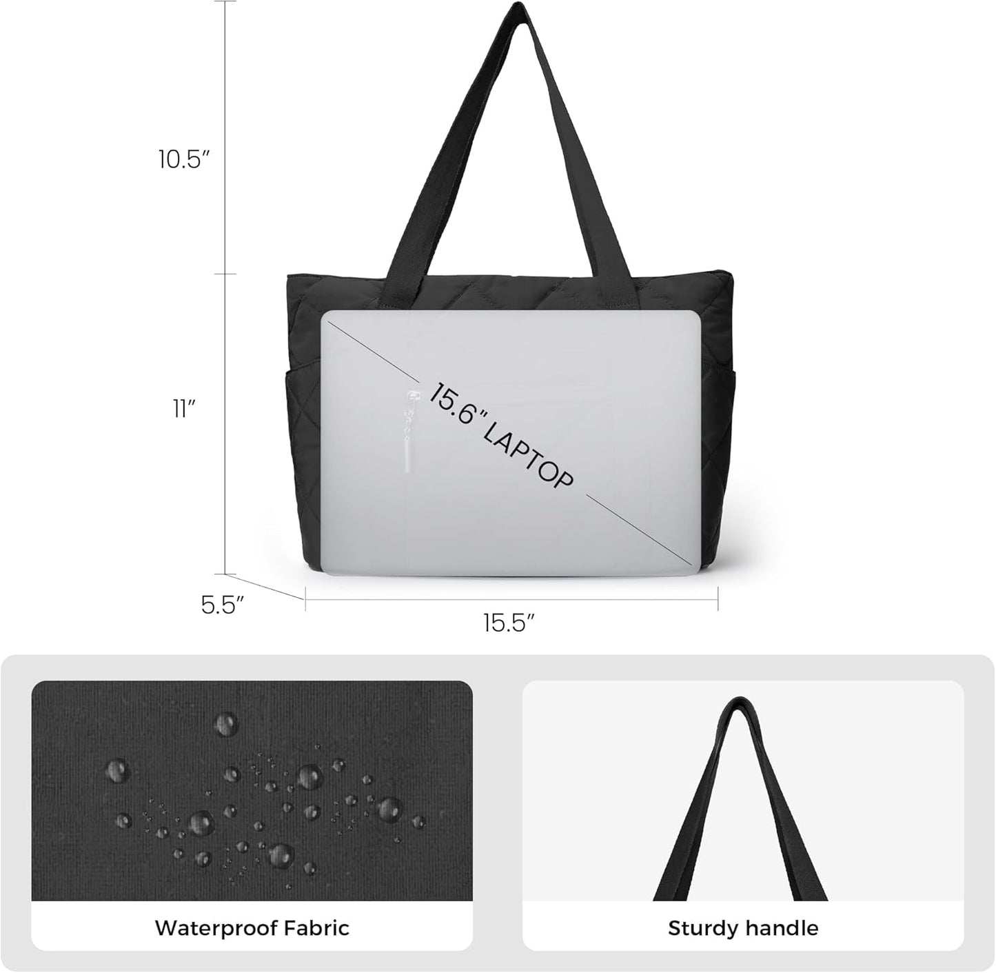 befen Laptop Tote Bag for Women Work, Travel Tote Bags Nurse Puffer Quilted Handbags, Lightweight Waterproof Beach Purse