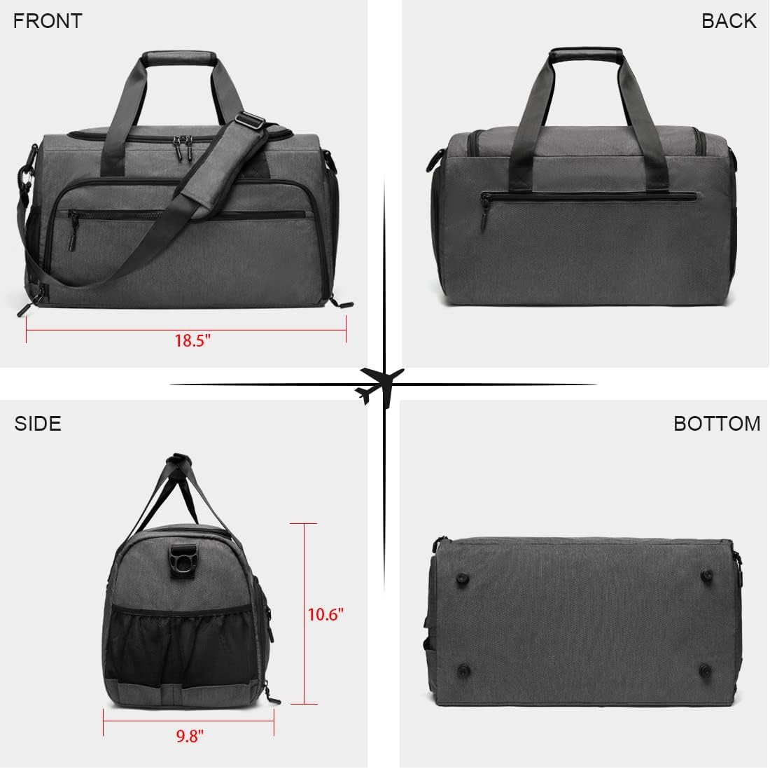 Gym Bag for Men Women, Small Fitness Workout Sports Bag with Wet Pocket & Shoes Compartment, Water Resistant Overnight Weekender Duffel Bag