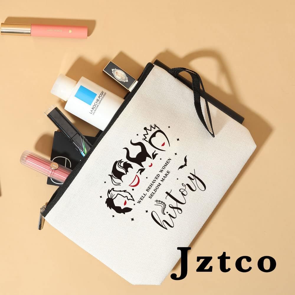 Maleficent Witch Stuff Villains Fans Gifts for Women Best Friend Witchcraft Bag Evil Queen Makeup Bag Inspirational Gifts for Her Girls Adults - Well Behaved Women Seldom Make History